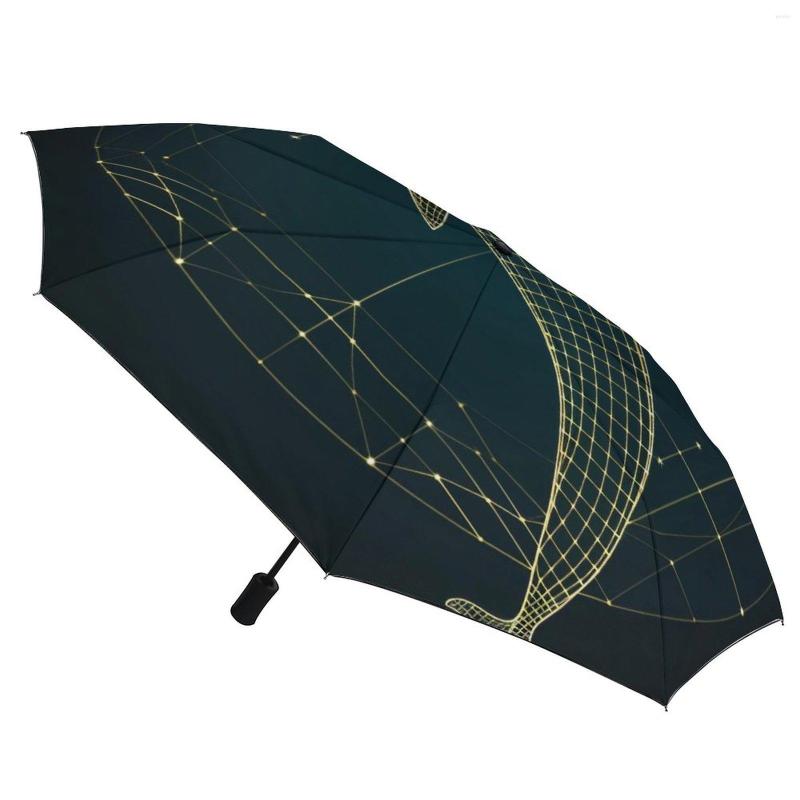 Paraplyer Dolphin 8 Ribs Auto Paraply Minimalistisk konst Astro Geometri Portable Windsäker svart kappa för manlig kvinna
