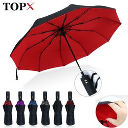 Parapluies Double tissu 10 côtes hommes entièrement automatique pliant multifonctionnel parasol femmes pluie voiture voyage Parag 230510