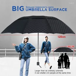 Parapluies Double couche 3 parapluie pliant pluie femmes hommes grand 10K coupe-vent affaires mâle grille sombre parasol famille voyage paraguay