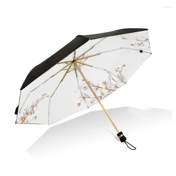 Parapluies Double couche automatique parapluie pliant femmes pluie soleil protection UV coupe-vent voyage petit revêtement noir mode U5B