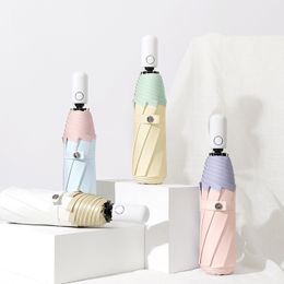 Paraplu's dubbele laag kleurrijke lijm automatische paraplu voor vrouwen zonnige regenachtige zonnebrandcrème UV bescherming vouwmeisje Sunshade 230508