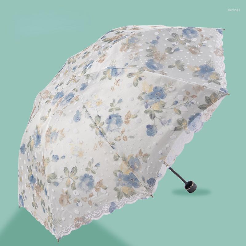 Umbrellas Double-layer Sun Umbrella Lace Fresh Protection Sunshade Rainy And Sunny Dual-use