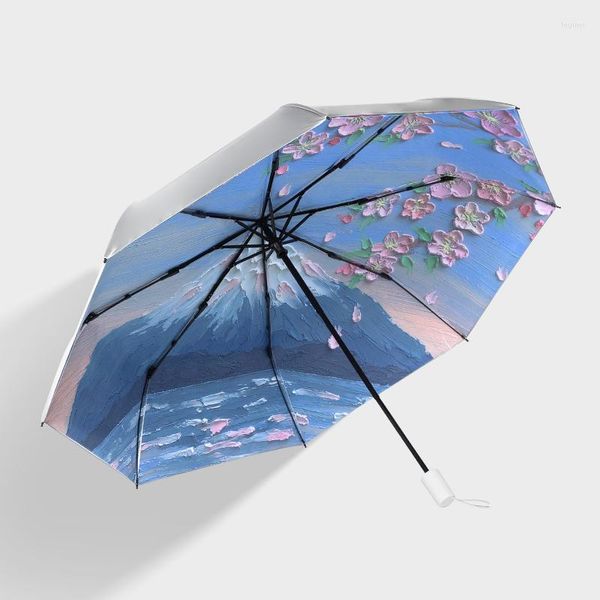 Parapluies Double couche Parasol Parasol Pare-Soleil Anti-ultraviolet Titane Argent Pliant Pluie Ou Brillance Entièrement Automatique