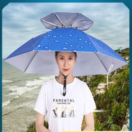 Paraplu's dubbellaags vinyl regenbestendige visserij paraplu hoed hoofd gemonteerde paraplu zonnebrandcrème paraplu hoed buiten zonneschoon vissen 230314
