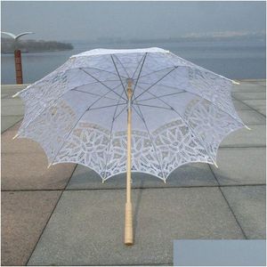 Paraplu's elegante prinses kanten parasol paraplu battenburg handgemaakt strand longhandle zon za4965 drop levering home tuin h dhryz