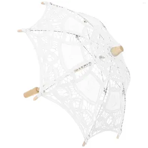 Parapluie de la broderie en dentelle Festival parasol parasol avec parasols de couverture pour fille coton vintage