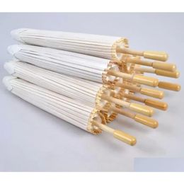 Umbrellas Fans Parasols Boda de boda Papel blanco Manejo de madera Manejo de madera japonesa Craft de 60 cm de diámetro 0717 entrega de caída Dh21o