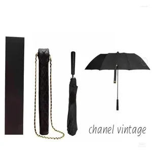 Parapluies Marque De Mode Deux Plis Chaîne Coffret Cadeau Parapluie Soleil Pluie Double Usage Pliant Pour Femmes