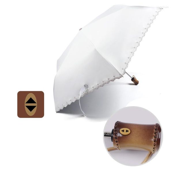 Parapluies mode Protection solaire dentelle parapluie voyage 3 pli fort coupe-vent pluie femmes fille Anti UV Parasol