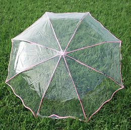 Parapluies Mode Transparent Parapluie À Trois Plis Étudiants Voyage En Plein Air Portable Coupe-Vent Pluvieux Pliable Parasol Vêtements De Pluie