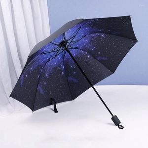Paraplu's opvouwbare binnen gedrukte zwarte kleine paraplu zonnige en regenachtige dual-purpose anti-ultraviolette paraplu.