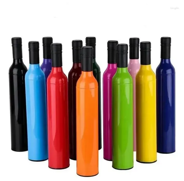 Paraguas Paraguas plegable Botella creativa Multifunción Doble propósito Plata Coloidal Moda Botellas de vino de plástico