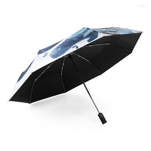 Paraplu's Volledig automatisch vouwen Paraplu Zwart Plastic Sunshade draagbare zonnige en regenachtige cartoon