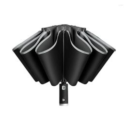 Umbrellas totalmente automáticas grandes paraguas reverdes LED LED Reforzado Doble persona plegable Protección de lluvia solar Dual uso