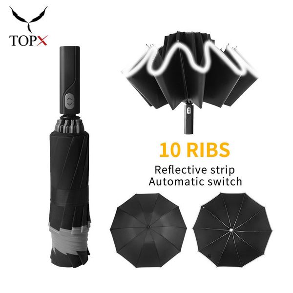 Parapluies entièrement automatiques Réflexion Portable 10 côtes hommes Femmes Inversion Pliant Sunshade Pluie Rain de voyage Cadeaux 221027