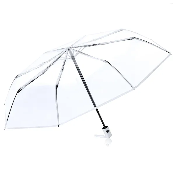 Parapluies entièrement automatiques à trois plis transparents hommes clair pliant ouvert fermer enfants pour femme