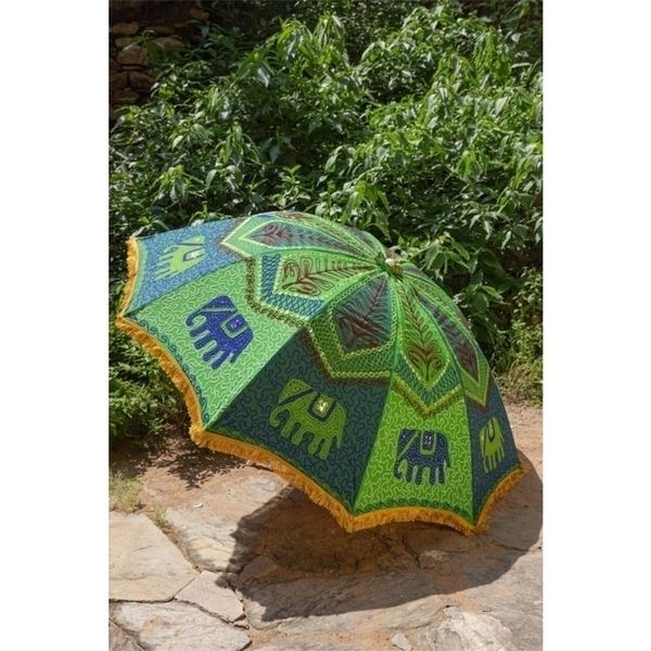 Parapluies Parasol de jardin pour la protection solaire 6 pieds de diamètre Décoration de mariage bohème Parapluie brodé vintage 230626