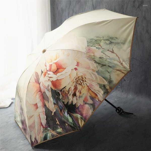 Parapluies Fille Parapluie Parasol Pluie Visière Mini Uv Petit Chinois Coupe-Vent De Luxe Protection Ultra Léger Guarda Chuva Soleil