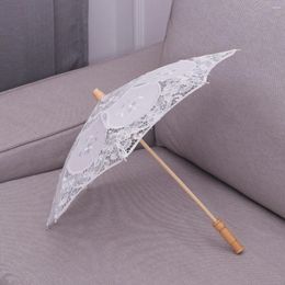 Parapluies filles robes dentelle parapluie classique mariée non imperméable en bois à la main coton mariée pographie prop