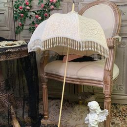 Parapluies Girly Vintage Parapluie Mariage Luxe Pographie Lolita Été Longue Poignée Femelle Mignon Paraguas De Lluvia Dentelle Parasol