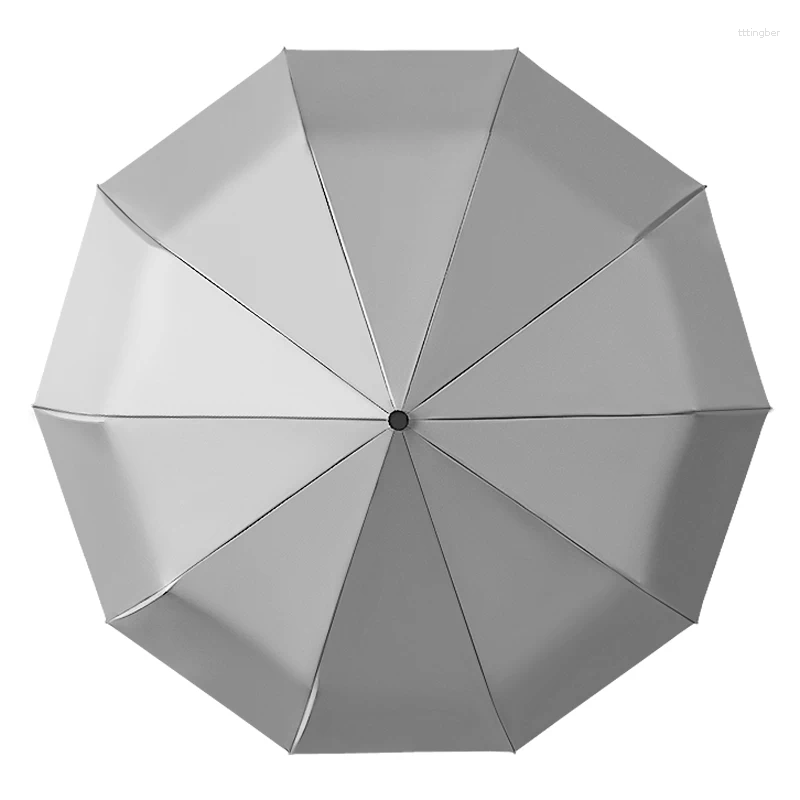 Şemsiye Gri Tam Otomatik Rüzgar Geçirmez Büyük Güçlendirilmiş Katlanır Güneşli ve Yağmurlu Çift Amaçlı Erkek Kadınlar Minimalist Şemsiye