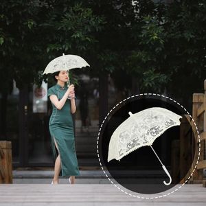 Parapluies à main Parasol Mariée Danse Dentelle Parapluie Décoration Accessoires De Mariage Princesse Blanche