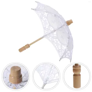 Parapluies faits à la main en dentelle de Battenburg, ensemble de parasols et éventails, parapluie de mariée, blanc, ivoire, soleil