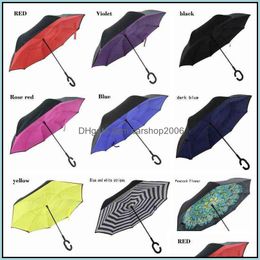 Paraplu's huishouden zonsondergen heen huizen tuin vouwen ontwerp dubbele laag omgekeerde paraplu zelfstand regen reverse auto parasol dhe3v