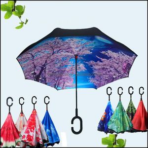 Paraplu's huishouden zonsondergen heen huizen tuin winddichte zonbescherming draagbare paraplu waterdicht omgekeerd vouwen creatief fol dhgz5