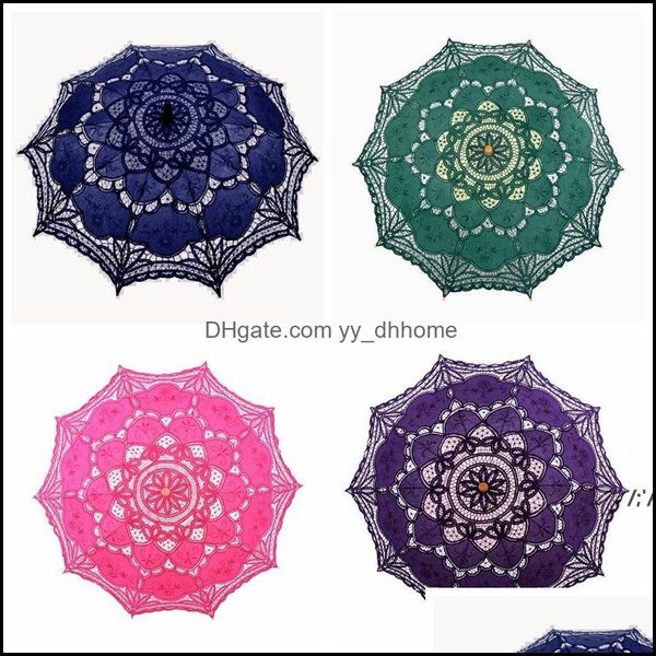 Parapluies Articles ménagers Articles ménagers Jardin Colorf Parasol de mariée à la main dentelle broderie parasol élégant fête de mariage disposition intérieure