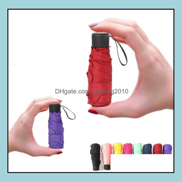 Parapluies Articles ménagers Articles ménagers Jardin Petite mode Parapluie pliant Pluie Femmes Cadeau Hommes Mini Pocket Parasol Filles Anti-UV Waterp Dhfmi