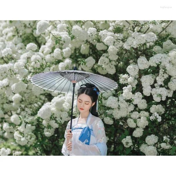 Parapluies japonais Style chinois ancien long manche soie huile papier parapluie Cos femmes vent Parapluie Paraplu Sombrilla