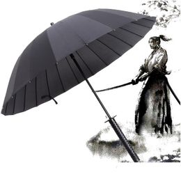 Paraplu's Japanse samurai paraplu sterke winddichte semi -matic lange grote man en dames zakelijke heren paraguas drop levering home dhvot