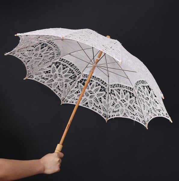 Parapluies dentelle pur coton brodé mariage parapluie Parasol fait à la main demoiselle d'honneur décoration 5818139