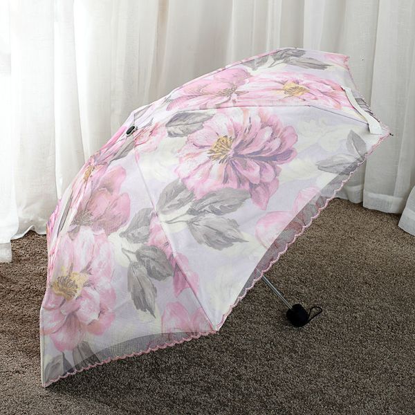 Parapluies Parapluie en dentelle pour la pluie romantique coupe-vent portable léger petit double parapluie protection anti-uv pliant parasol princesse 230508