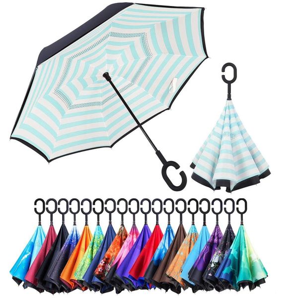 Paraguas de alta calidad y bajo precio a prueba de viento, antiparaguas inverso para coche, plegable, de doble capa, invertido, reversible, a prueba de lluvia, Cty