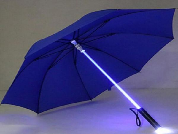 Paraguas LED Light Sabre Up Laser Sword Golf Cambiando en el eje Construido en antorcha Flash Paraguas TQ9230885