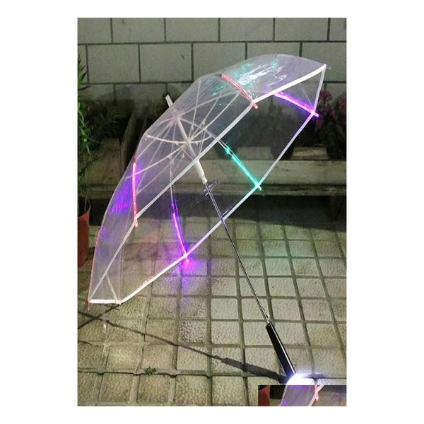 Parapluies Led Lumière Parapluie Colorf Lumineux Transparent Créatif Petit Frais Droit Publicité Drop Delivery Maison Jardin Househo Dhwzb
