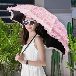 Parapluies Lolita Parapluie de mariée Dentelle Dames Haut de gamme Sun Po Studio Robe de mariée Hanfu Français Parasol rétro