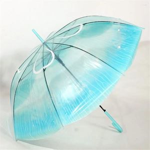 Parapluies à long manche Méduse Parapluie automatique Transparent Dégradé Unique Parasol de plage en plastique unisexe Guarda Chuva Rain Gear