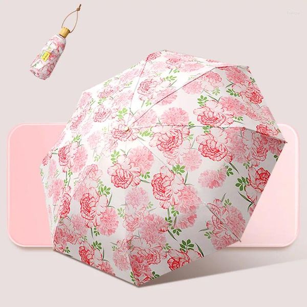 Parapluies de luxe 8 nervures Mini parapluie de poche Anti UV Paraguas Sun Rain Coupe-vent 5 Lumière portable pliante pour femme fille