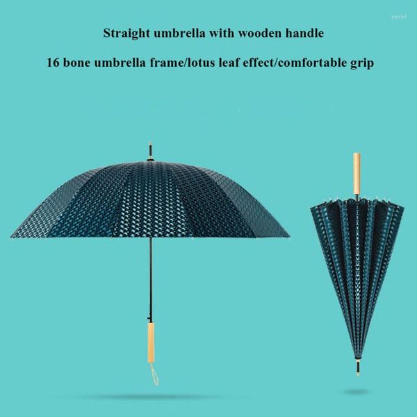 Parapluies Parapluie Homme Manche Bois Massif Ombrage Soleil Ensoleillé Et Pluvieux Double Usage 16 Os Droit