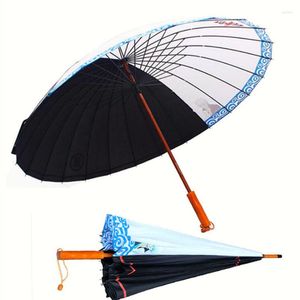 Parapluies Hommes Parapluie Créativité Pluie Ensoleillée 24 Os Super Résistant Au Vent Double Et Femmes Personnalisé En Bois Long Manche