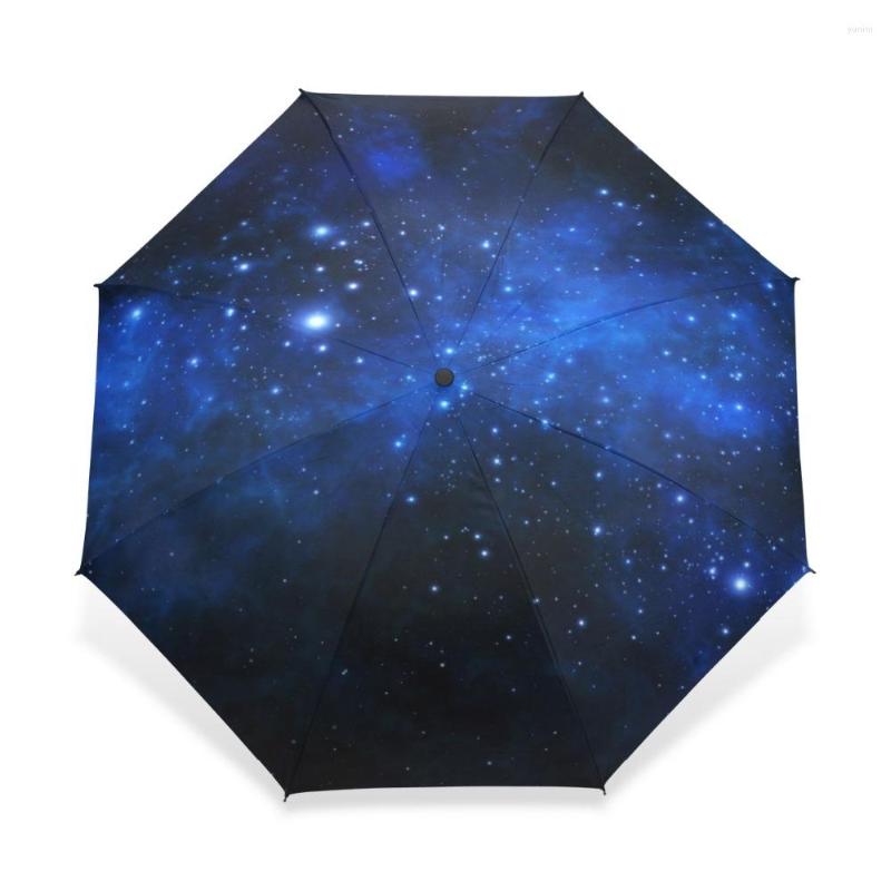 Paraplu Melkweg Sterrenhemel Vrouwen Automatische Paraplu Parasol Drie Opvouwbare Regen Parapluie Outdoor Zon Bescherming Tool