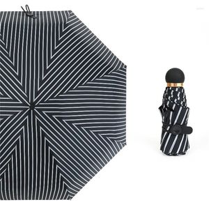 Parapluies Mini 5 rayures pliantes hommes femmes imperméables poches anti-uv rayures parasol 3 couleurs en option