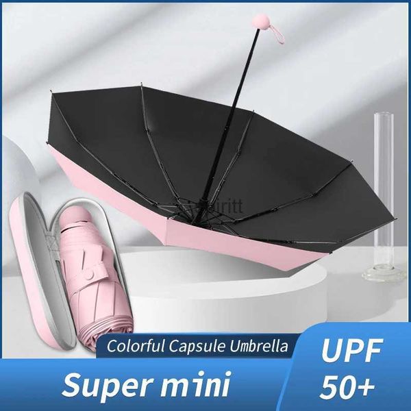 Parapluies Mini Capsule parapluie femme Super petit et mignon parasol avec étui Anti-UV femme Parasol de poche pour le soleil et la pluie YQ240105