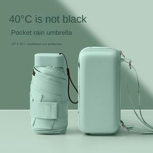 Paraplu Mini Compact Pocket Paraplu voor Vrouwen Licht 6 Opvouwbare Zon Bescherming en Regen Kleine Kaart Tas Paraguas Mujer 230627