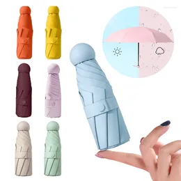 Parapluies Mini parapluie de poche tous temps Macaron couleur parasol résistant aux ultraviolets cinq plis vêtements de pluie TMZ