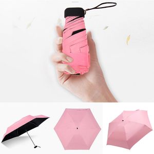 Parapluies Mini Parapluie Pluie Femmes Coupe-Vent Durable 5 Parasols Pliants Portable Crème Solaire Femme Parasol Parapluie Léger Poche 230224