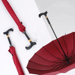 Paraplu's multifunctionele grote zon rode paraplu vrouwen oude mannen kruk lange handvat paraplu bergbeklimmen regenparaplu's 230314